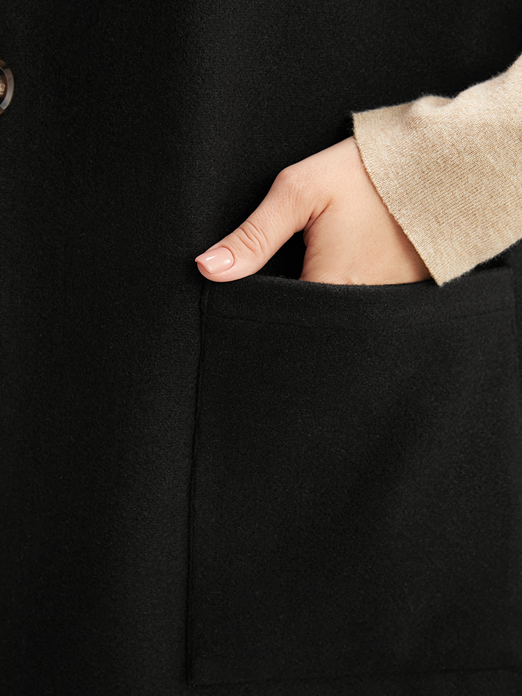Plus Size Solid Suit Collar Pocket Belted Sleeveless Coat Women Black Office Cross straps Ladies Work Winter Coats BloomChic 18-20/2X 