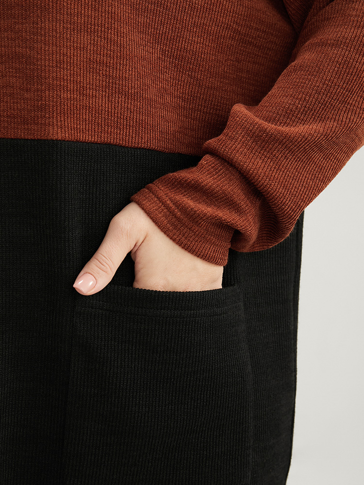 

Plus Size Colorblock Contrast Pocket Round Neck Drop Shoulder Sweatshirt Women Multicolor Casual Patchwork Round Neck Dailywear Sweatshirts BloomChic