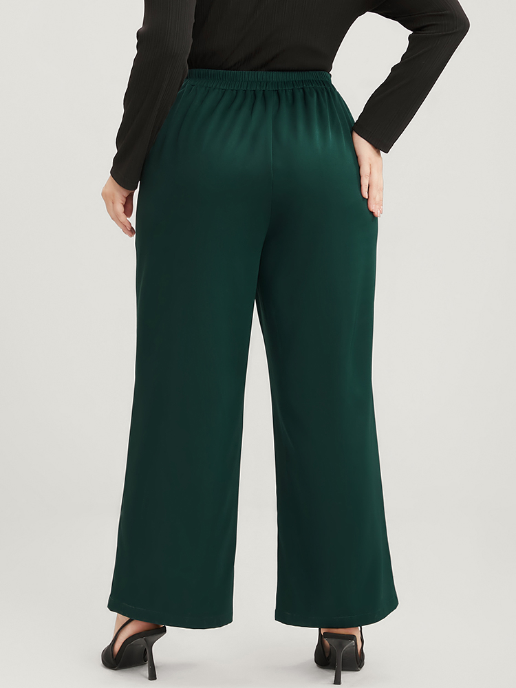 Plus Size Women Work Plain Plain High Rise Pocket Office Pants BloomChic 