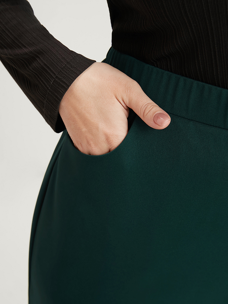 Plus Size Women Work Plain Plain High Rise Pocket Office Pants BloomChic 