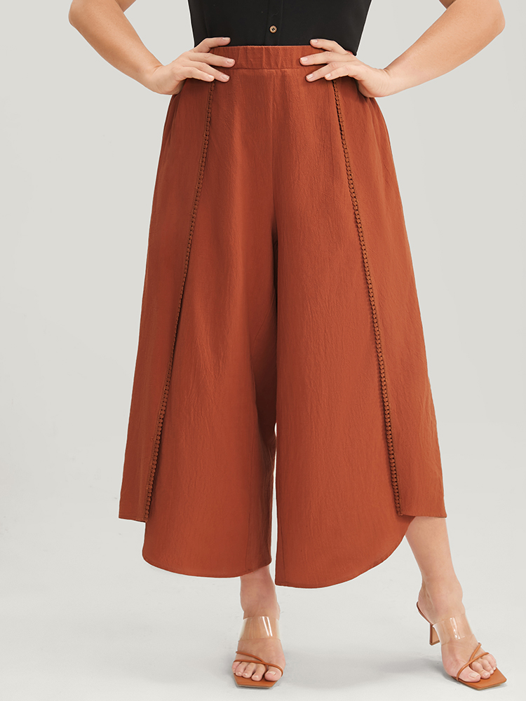 

Wide Leg Loose Plus Size Pants Women Vacation Plain Plain Loose High Rise Dailywear Pants BloomChic, Rust