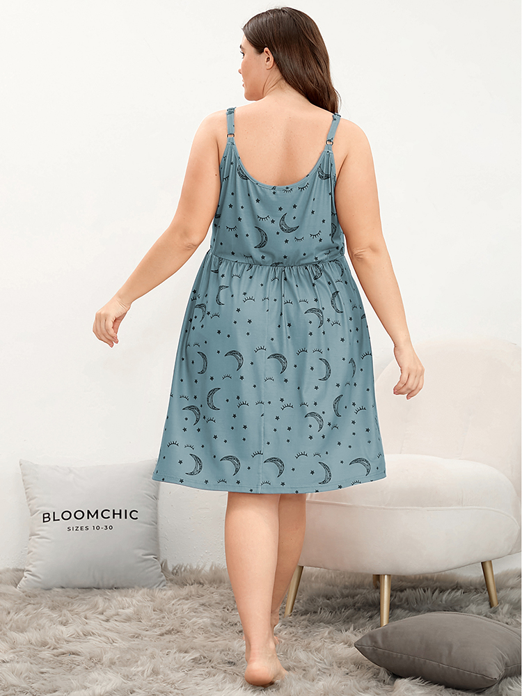 

Plus Size Moon And Star Adjustable Straps Lace Split Hem Cami Dress Women Stone Elegant Moon and Star Adjustable Straps Spaghetti Strap Loungewear BloomChic