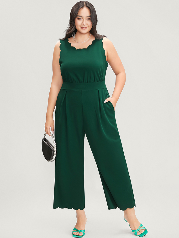 Plus Size Women Party Plain Pocket Regular Pocket Glamour Jumpsuits BloomChic 