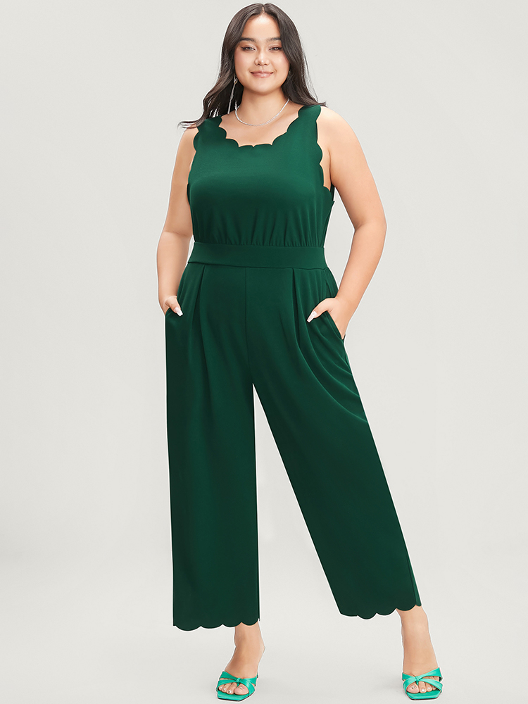 Plus Size Women Party Plain Pocket Regular Pocket Glamour Jumpsuits BloomChic 