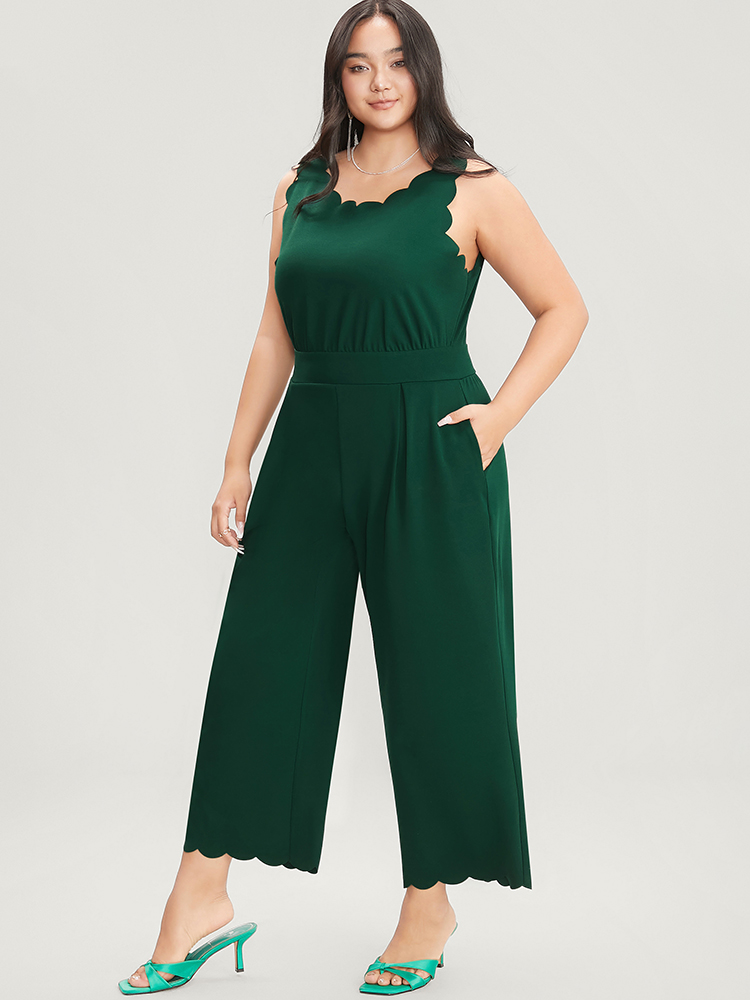 Plus Size Women Party Plain Pocket Regular Pocket Glamour Jumpsuits BloomChic 