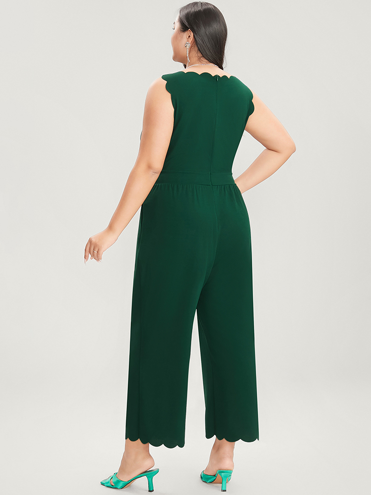 Plus Size Women Party Plain Pocket Regular Pocket Glamour Jumpsuits BloomChic 
