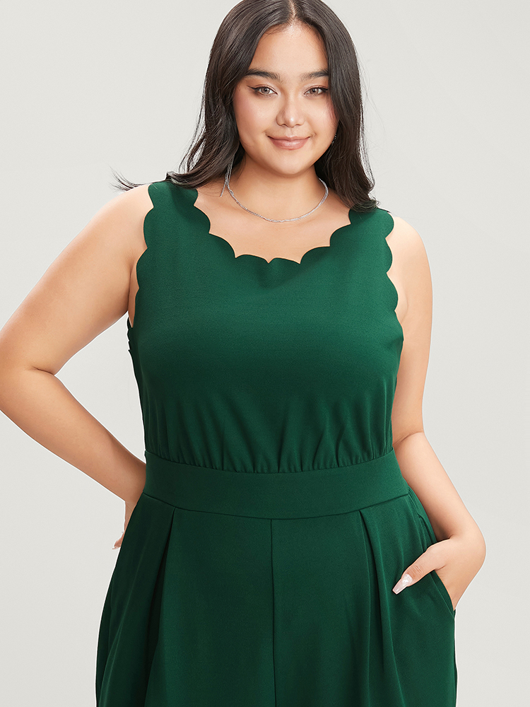 Plus Size Women Party Plain Pocket Regular Pocket Glamour Jumpsuits BloomChic 