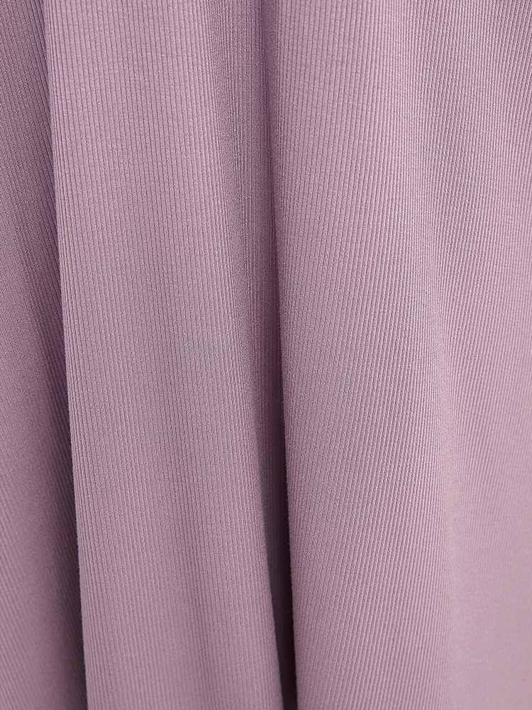 Plus Size Solid Dolman Sleeve Ruffle Trim Pocket Rib Knit Knee Dress Mauve Women Casual Pocket V-neck Half Sleeve Curvy Knee Dress BloomChic 26/4X 