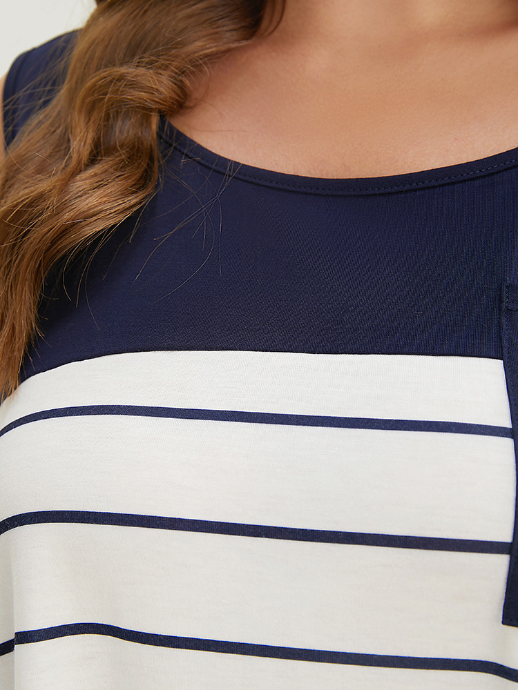 Plus Size Women Dailywear Striped Sleeveless Round Neck Casual Tank Tops Camis BloomChic 