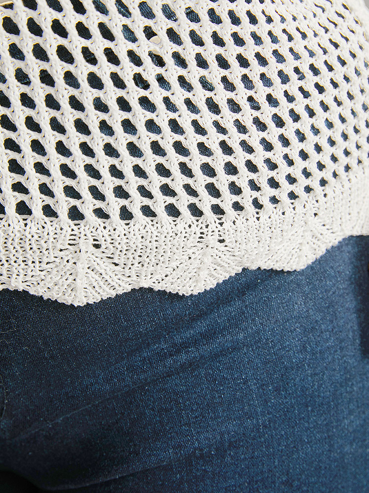 Plain Hollow Out Scalloped Trim Knit Top BloomChic 
