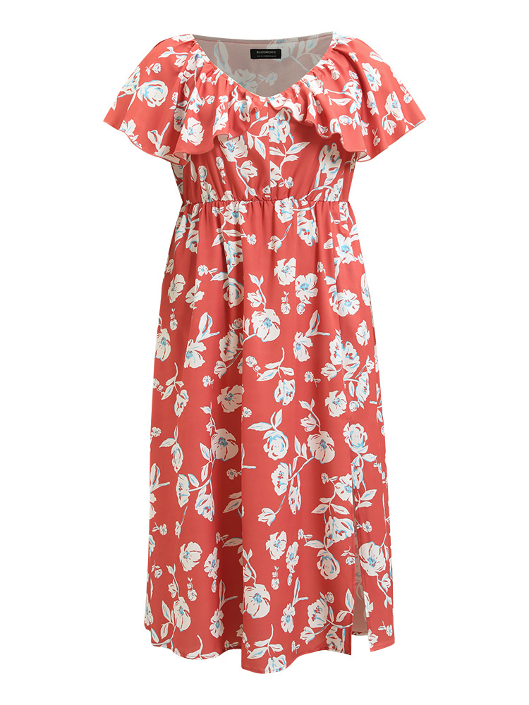 Plus Size Women Dailywear Floral Elastic Waist Sleeveless Sleeveless V-neck Pocket Elegant Dresses BloomChic 