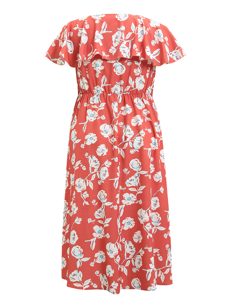 Plus Size Women Dailywear Floral Elastic Waist Sleeveless Sleeveless V-neck Pocket Elegant Dresses BloomChic 