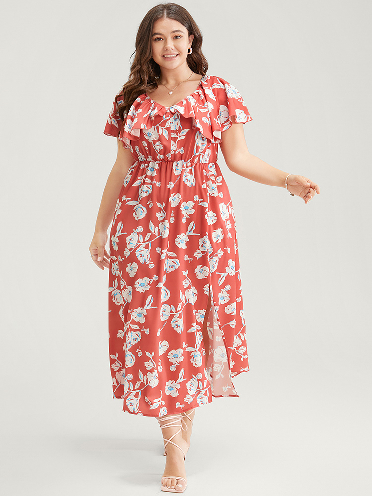 Plus Size Women Dailywear Floral Elastic Waist Sleeveless Sleeveless V-neck Pocket Elegant Dresses BloomChic 