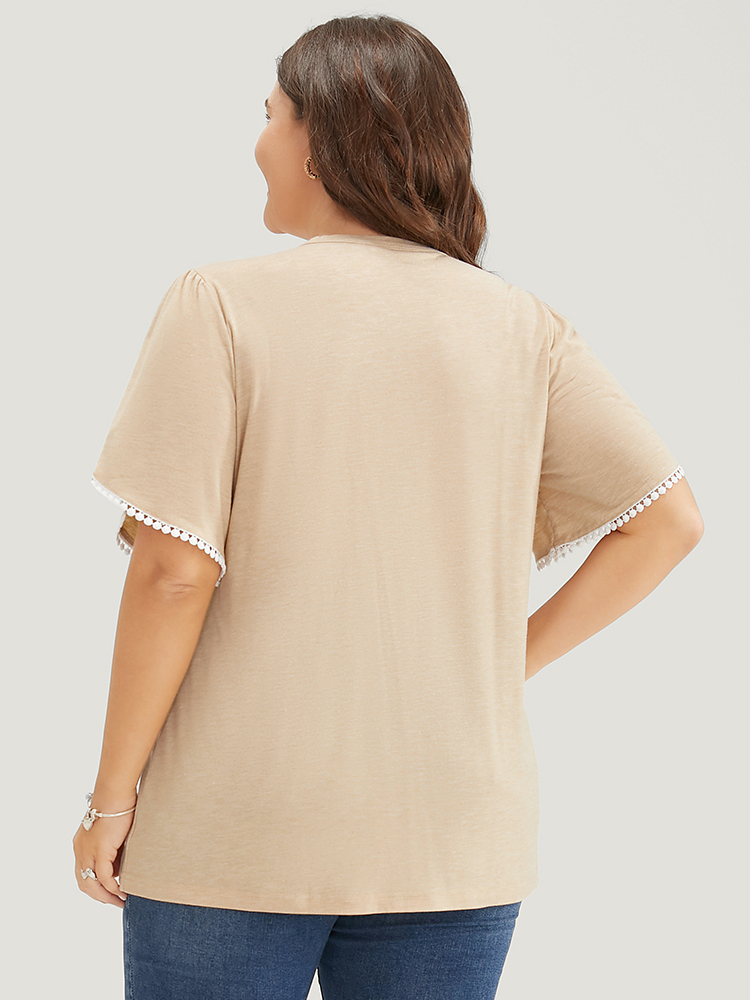 Plus Size Women Dailywear Plain Regular Sleeve Short sleeve Round Neck Elegant T-shirts BloomChic 