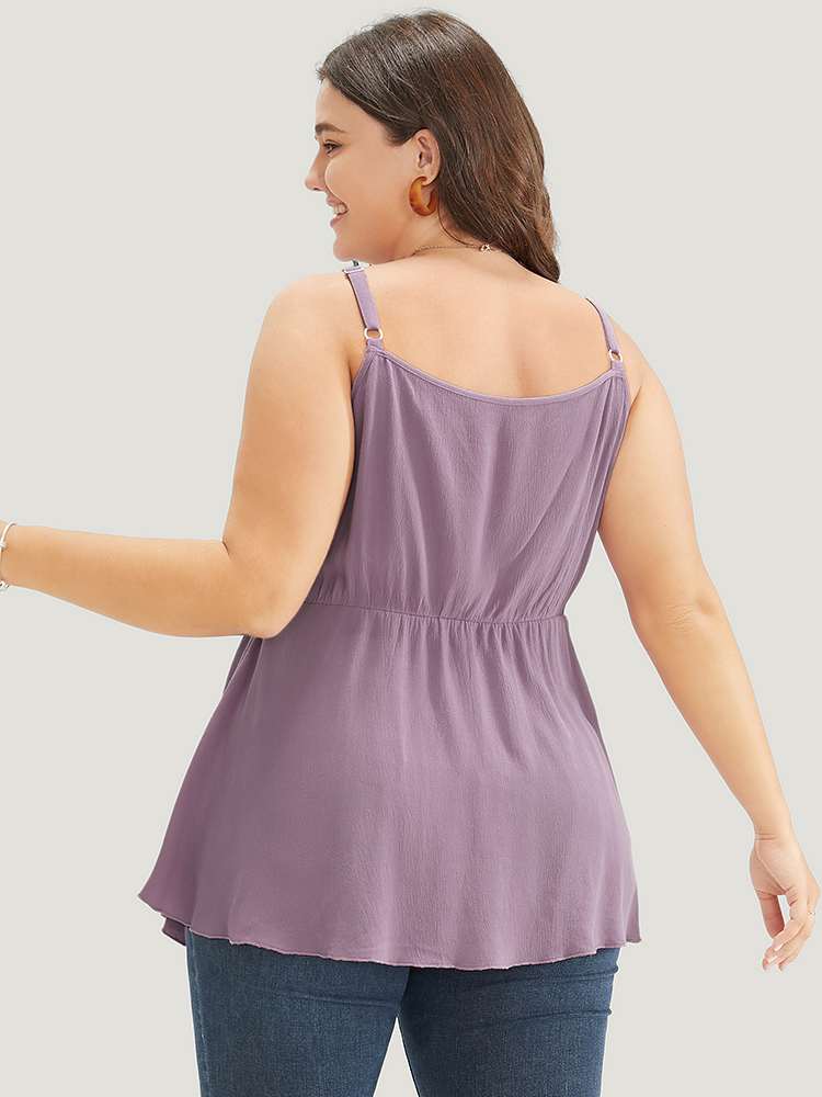 

Plus Size Plain Ruffle Tiered Front Cami Top Women Lilac Elegant Spaghetti Strap Dailywear Tank Tops Camis BloomChic