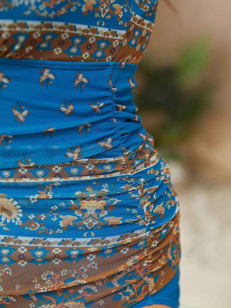 Bandana Print Sculpt Waist Wrap One Piece Swimsuit BloomChic 