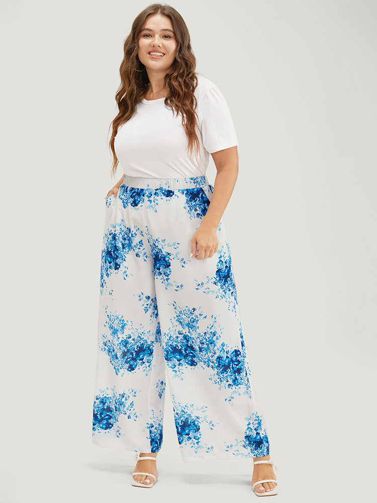 Plus Size Women Dailywear Graphic Mid Rise Pocket Elegant Pants BloomChic 