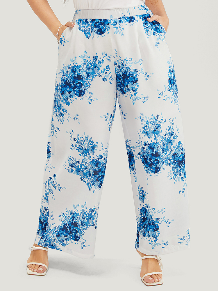 Plus Size Women Dailywear Graphic Mid Rise Pocket Elegant Pants BloomChic 