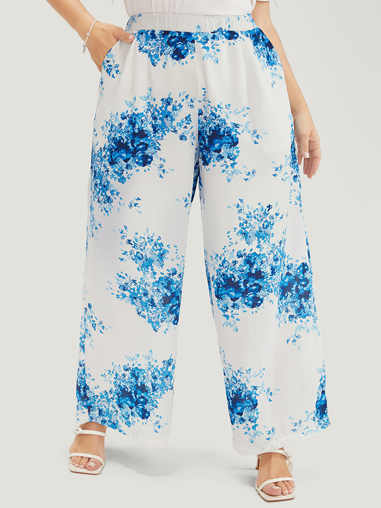 Plus Size Women Dailywear Graphic Mid Rise Pocket Elegant Pants BloomChic 
