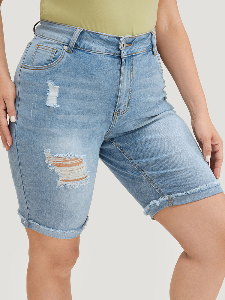 Plus Size Women Dailywear Medium stretch Bodycon Light Wash Casual Jeans BloomChic 