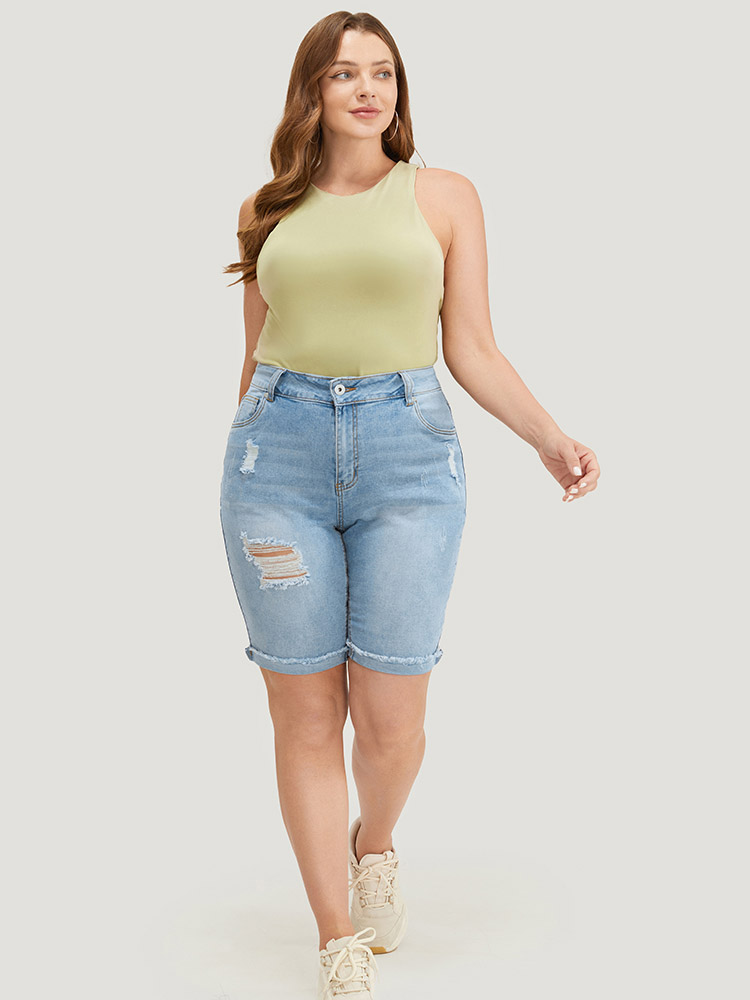 Plus Size Women Dailywear Medium stretch Bodycon Light Wash Casual Jeans BloomChic 