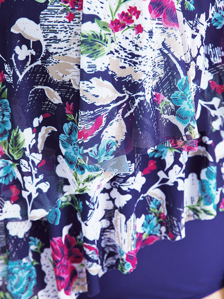 Floral Print Asymmetrical Tiered Hem Ruffles One Piece Swimsuit BloomChic 