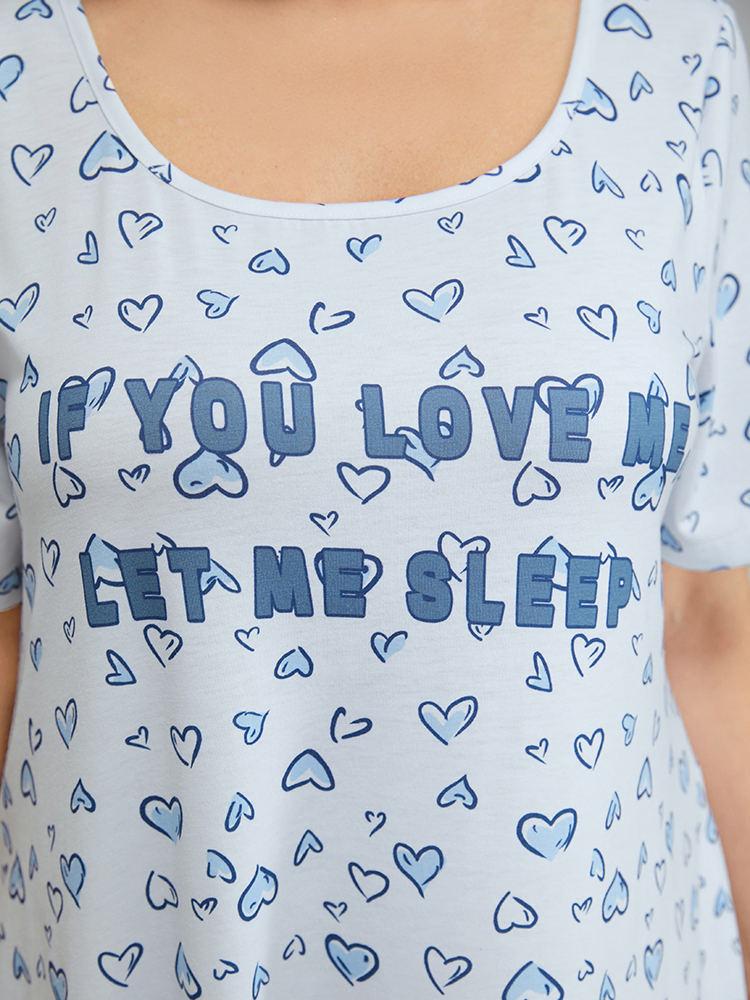 Heart & Letter Print Scoop Neck Pocket Sleep Dress BloomChic 