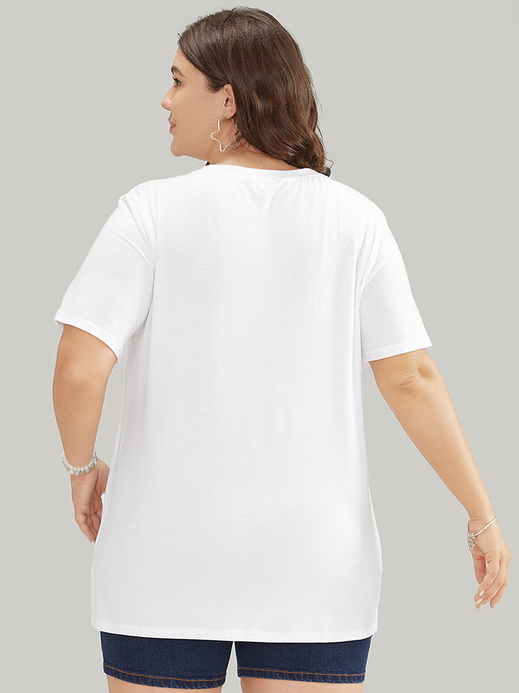 Plus Size Floral & Plant Printed Round Neck Graphic Tee WhiteSmoke Women Casual Printed Natural Flowers Dailywear T-shirts BloomChic 28/5X 