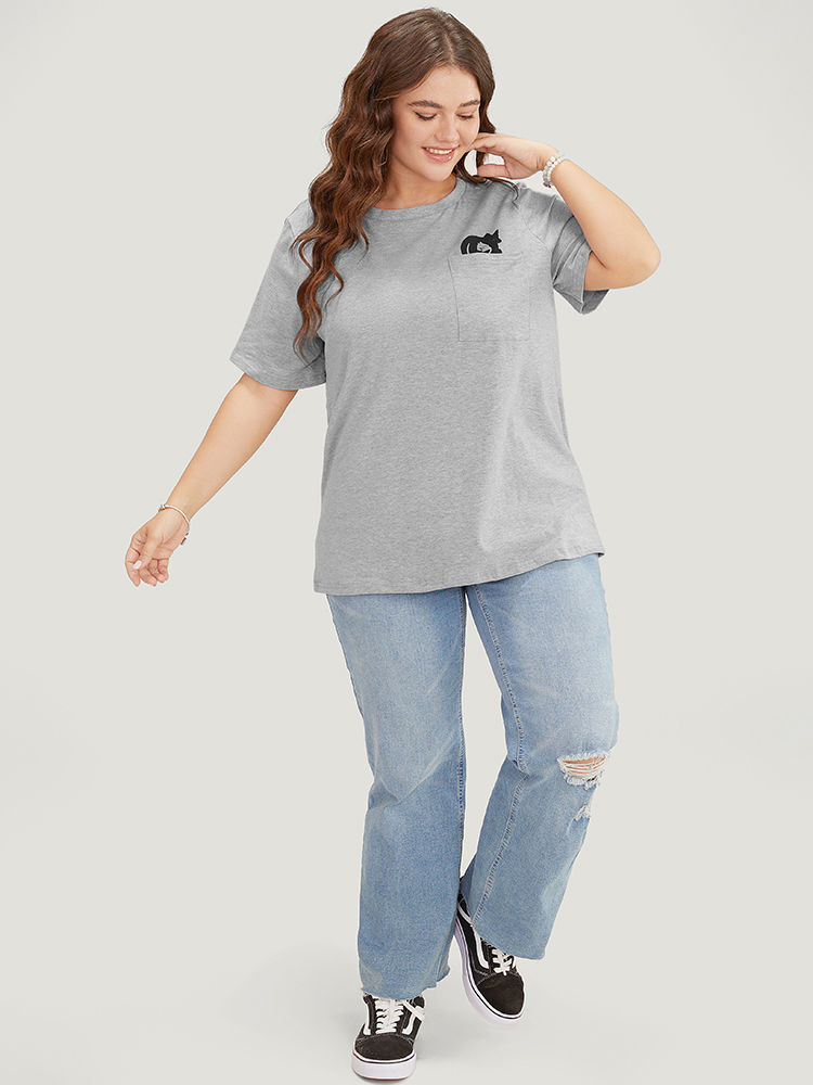 Plus Size Women Dailywear Animal Plain Regular Sleeve Short sleeve Round Neck Casual T-shirts BloomChic 