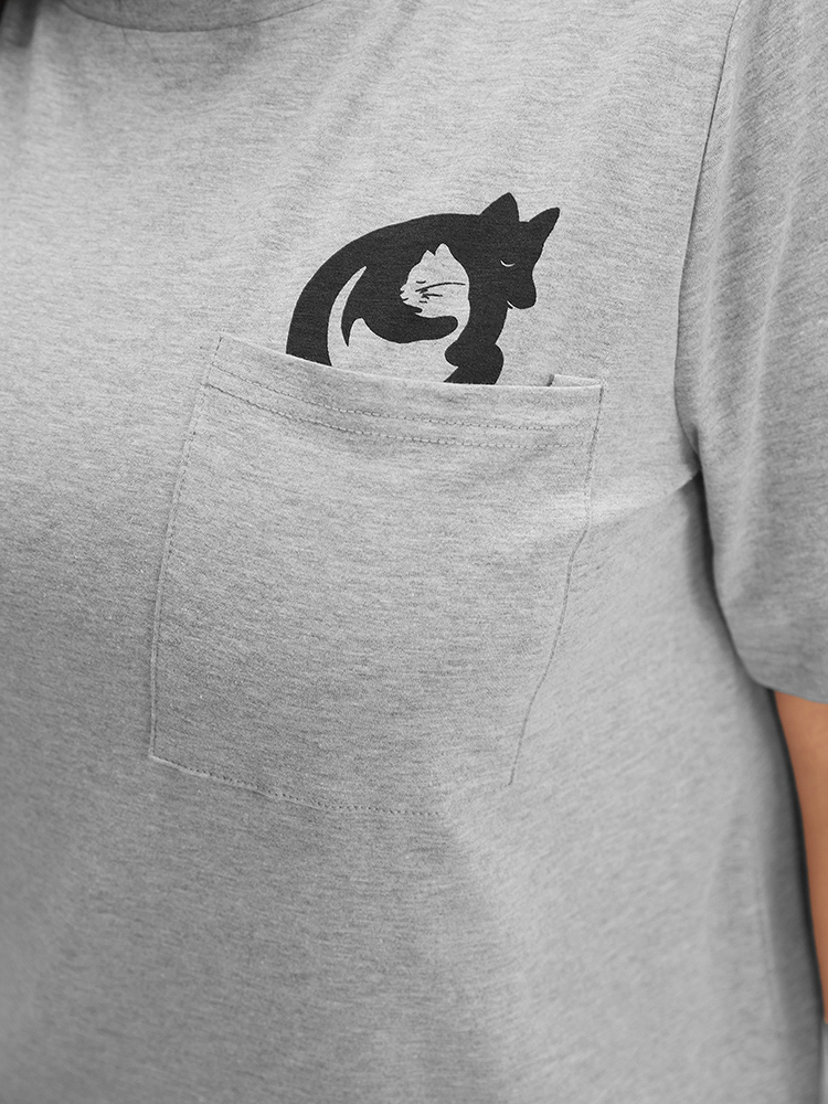 Plus Size Women Dailywear Animal Plain Regular Sleeve Short sleeve Round Neck Casual T-shirts BloomChic 