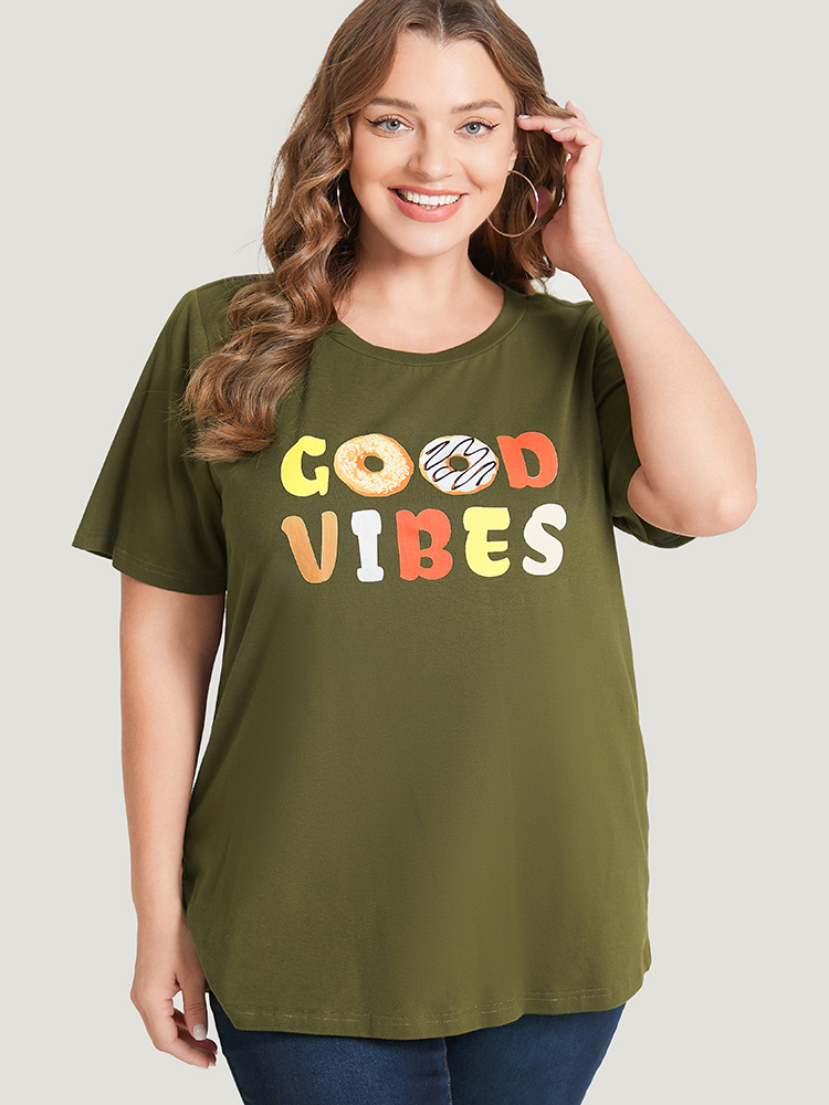 Plus Size Women Dailywear Art&design Regular Sleeve Short sleeve Round Neck Casual T-shirts BloomChic 