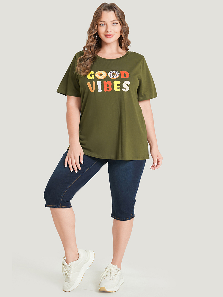 Plus Size Women Dailywear Art&design Regular Sleeve Short sleeve Round Neck Casual T-shirts BloomChic 