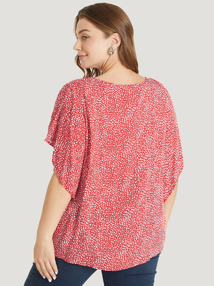 Plus Size Women Dailywear Polka Dot Regular Sleeve Short sleeve Round Neck Elegant Blouses BloomChic 
