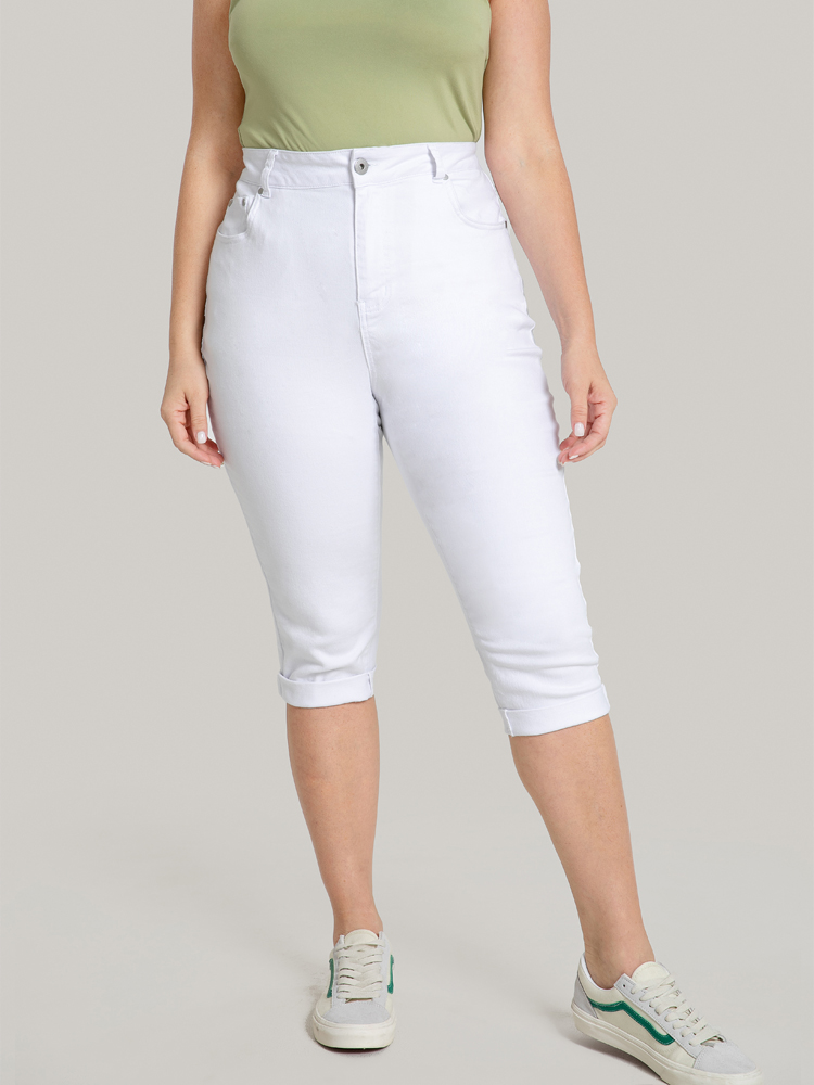 Plus Size Women Dailywear High stretch Skinny White Wash Casual Jeans BloomChic 