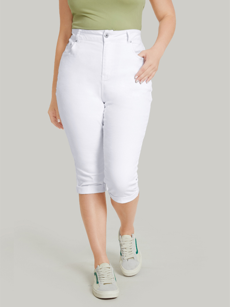 Plus Size Women Dailywear High stretch Skinny White Wash Casual Jeans BloomChic 