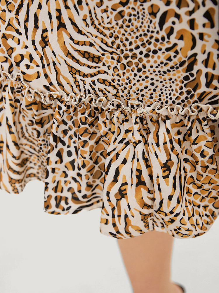 Plus Size Women Work Leopard Contrast Sleeveless Sleeveless Shirt collar Pocket Belt Office Dresses BloomChic 