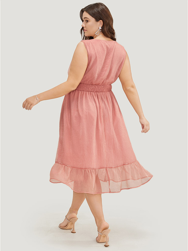 Plus Size Women Party Plain Wrap Sleeveless Sleeveless V-neck Pocket Party Dresses BloomChic 