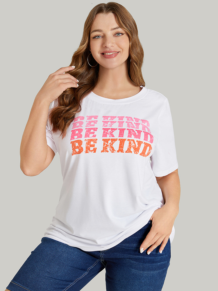 

Plus Size Slogan Print Drop Shoulder Graphic Tee White Women Casual Positive slogan Dailywear T-shirts BloomChic