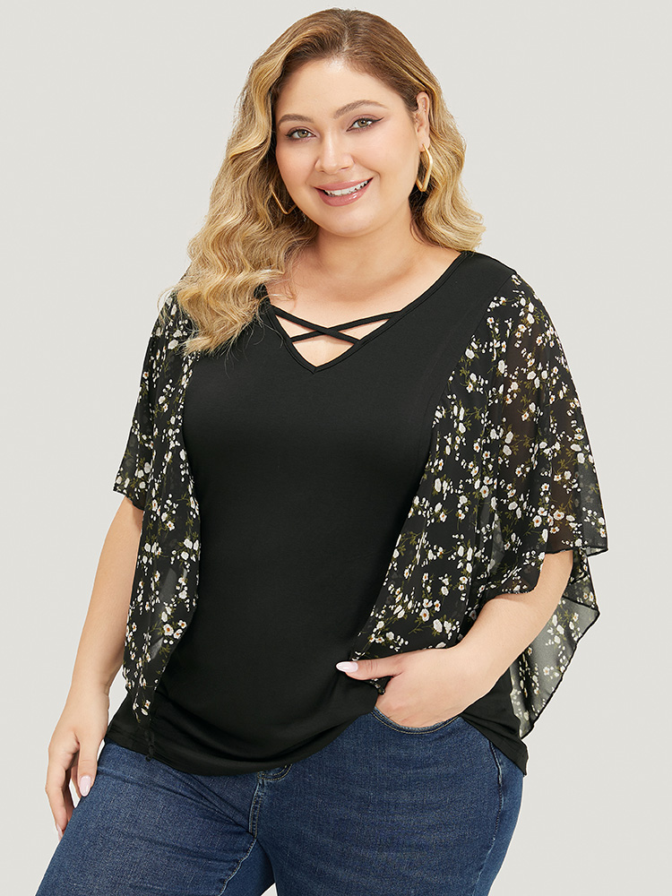 Plus Size Women Dailywear Plain Dolman Sleeve Half Sleeve Round Neck Elegant T-shirts BloomChic 