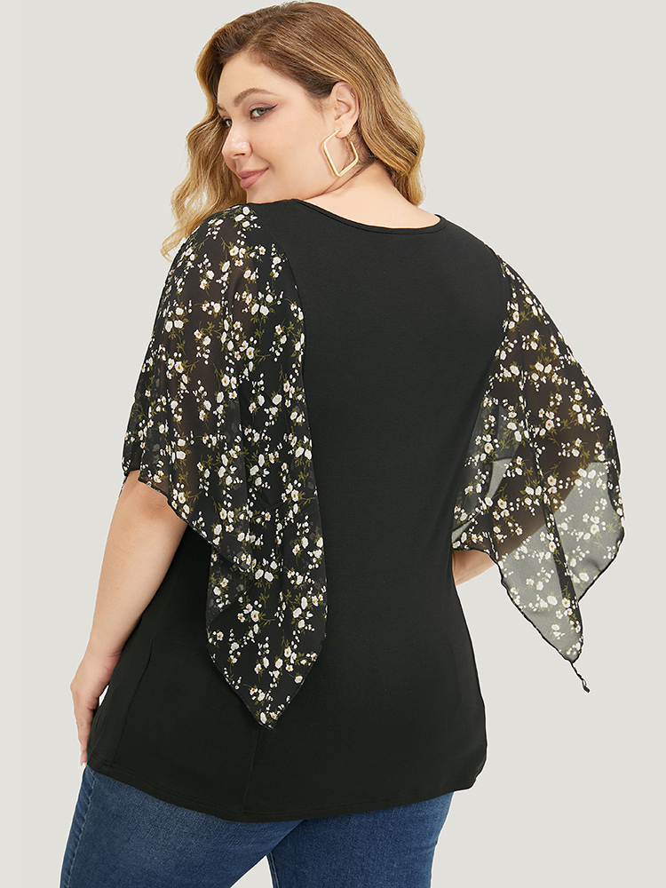 Plus Size Women Dailywear Plain Dolman Sleeve Half Sleeve Round Neck Elegant T-shirts BloomChic 