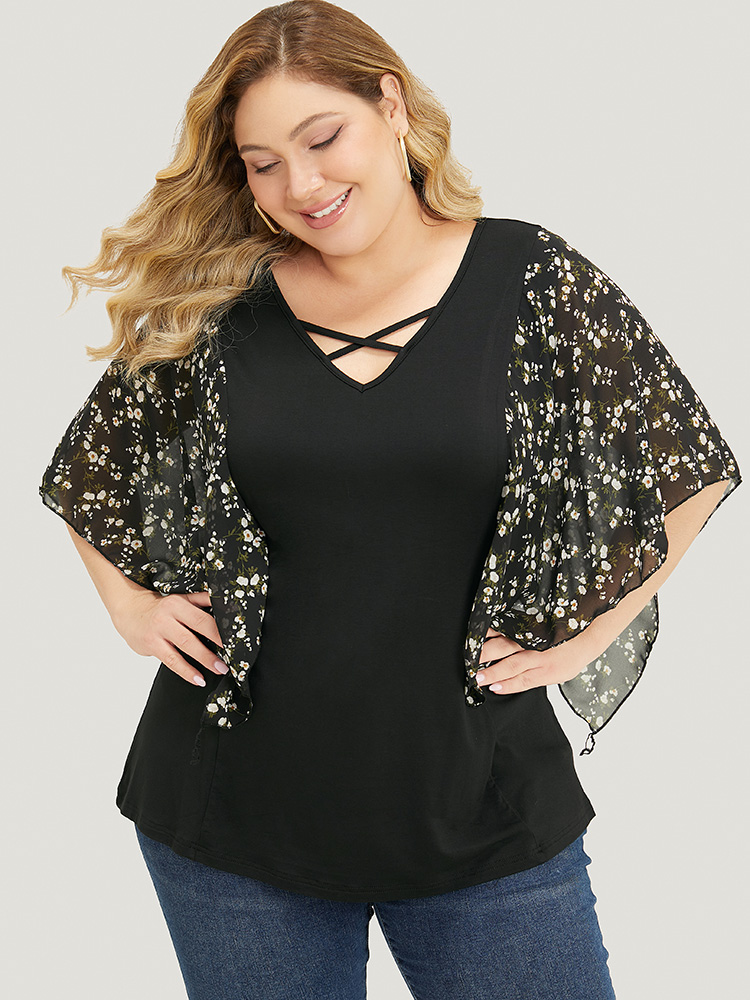 Plus Size Women Dailywear Plain Dolman Sleeve Half Sleeve Round Neck Elegant T-shirts BloomChic 