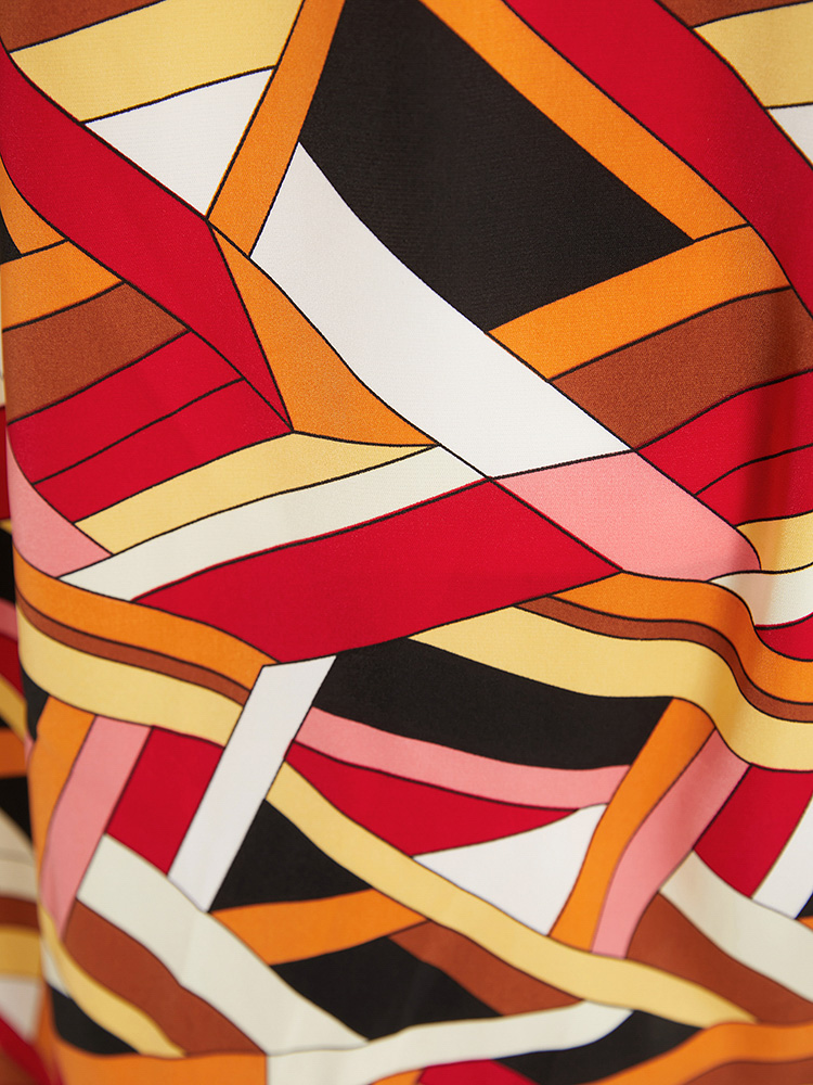 Plus Size Geometric Contrast Pocket Flutter Skirt Women Multicolor Elegant Contrast No stretch Pocket Dailywear Skirts BloomChic 14-16/1X 
