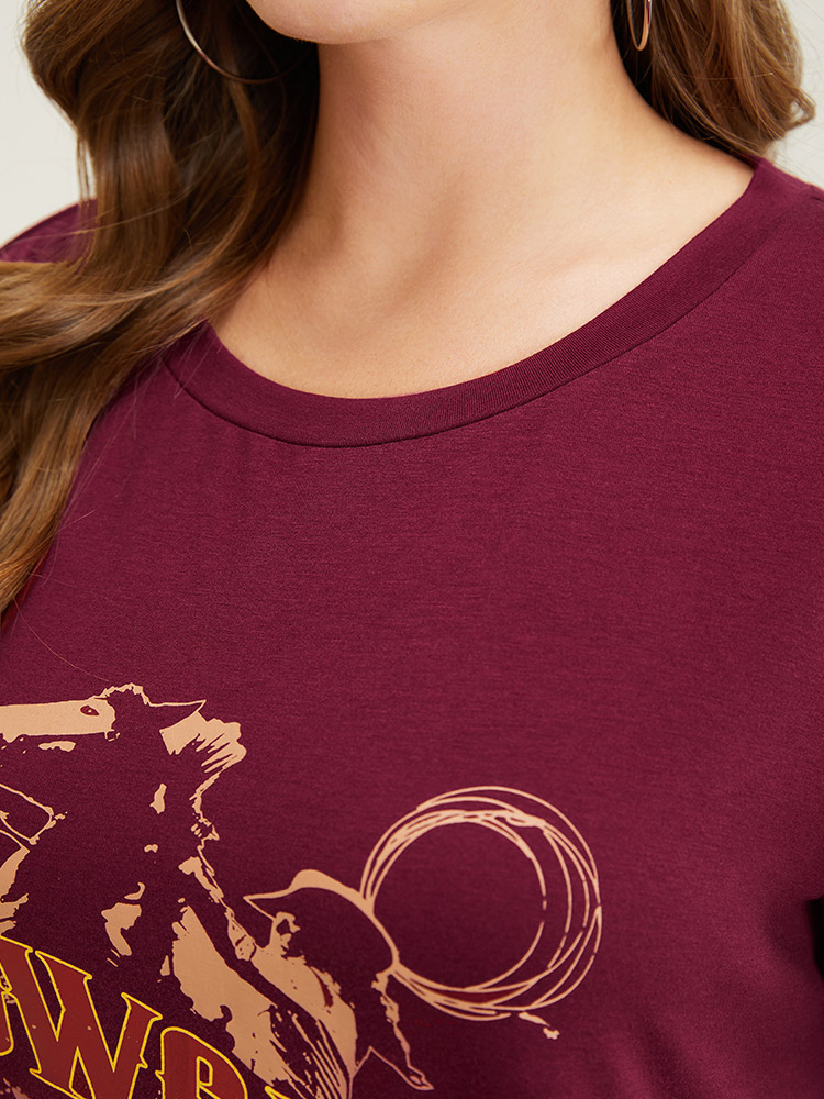 Plus Size Women Dailywear Western Regular Sleeve Short sleeve Round Neck Casual T-shirts BloomChic 