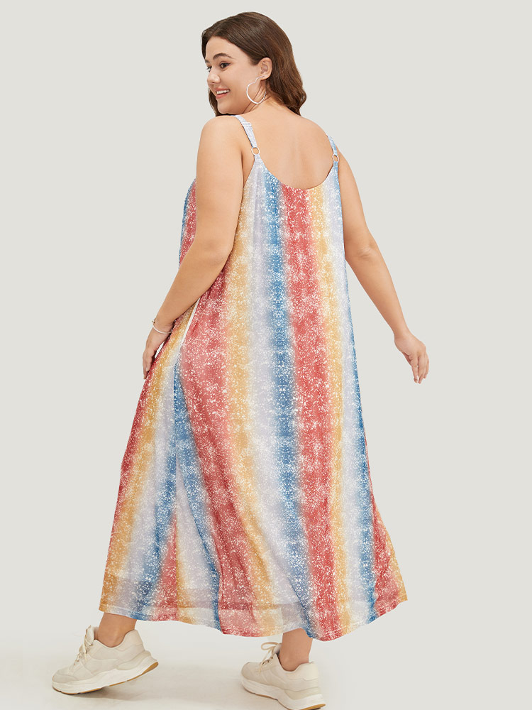 Plus Size Women Dailywear Striped Lined Sleeveless Sleeveless Spaghetti Strap Pocket Casual Dresses BloomChic 