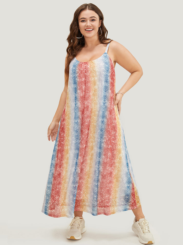 Plus Size Women Dailywear Striped Lined Sleeveless Sleeveless Spaghetti Strap Pocket Casual Dresses BloomChic 