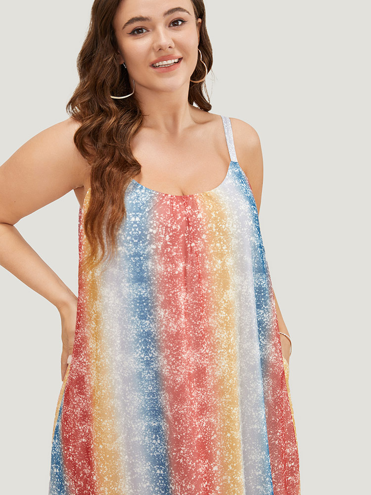 Plus Size Women Dailywear Striped Lined Sleeveless Sleeveless Spaghetti Strap Pocket Casual Dresses BloomChic 