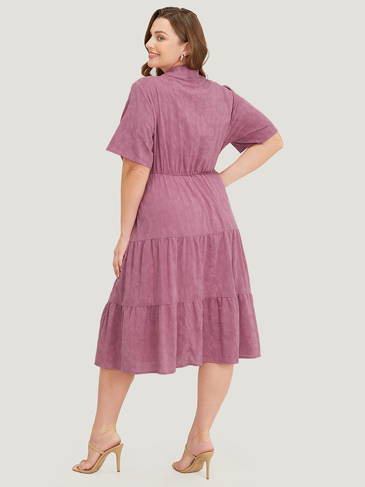 Plus Size Women Work Plain Button Regular Sleeve Short sleeve Lapel Collar Pocket Office Dresses BloomChic 