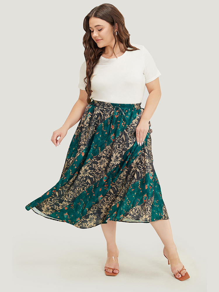 Plus Size Women Dailywear Contrast Pocket Elegant Skirts BloomChic 
