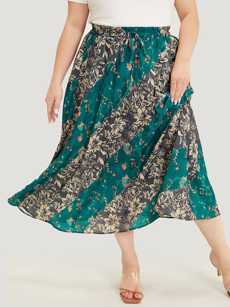 Plus Size Women Dailywear Contrast Pocket Elegant Skirts BloomChic 