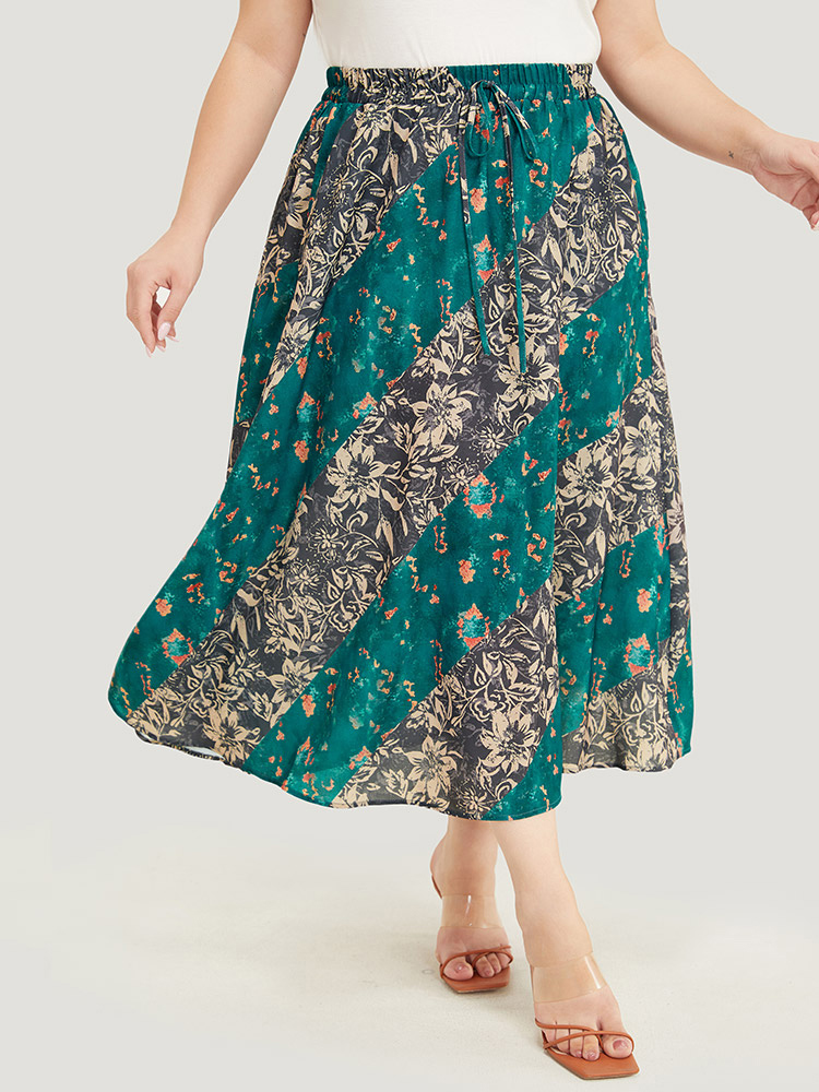 Plus Size Women Dailywear Contrast Pocket Elegant Skirts BloomChic 